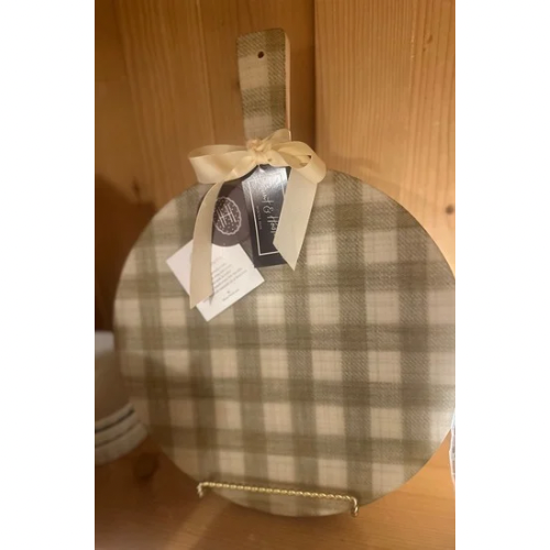 Custom Cheese Board in Taupe Gingham