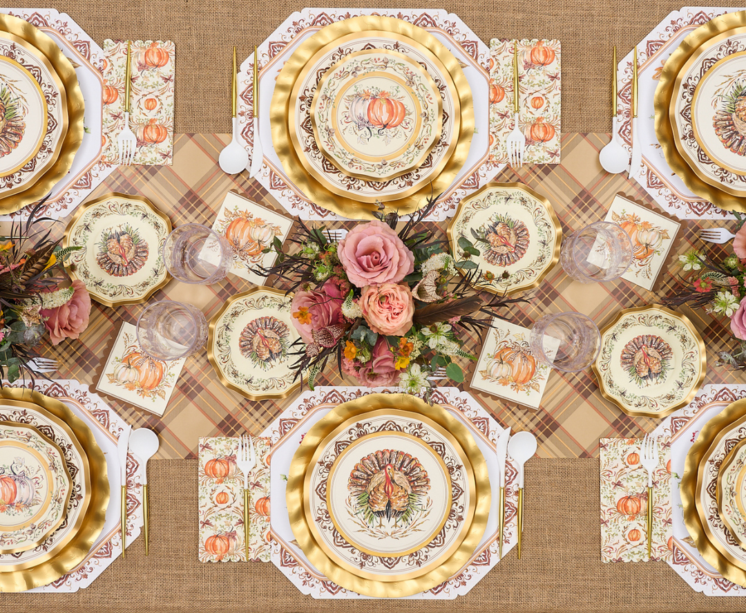 Turkey & Gourds Dinner Plates, S/8