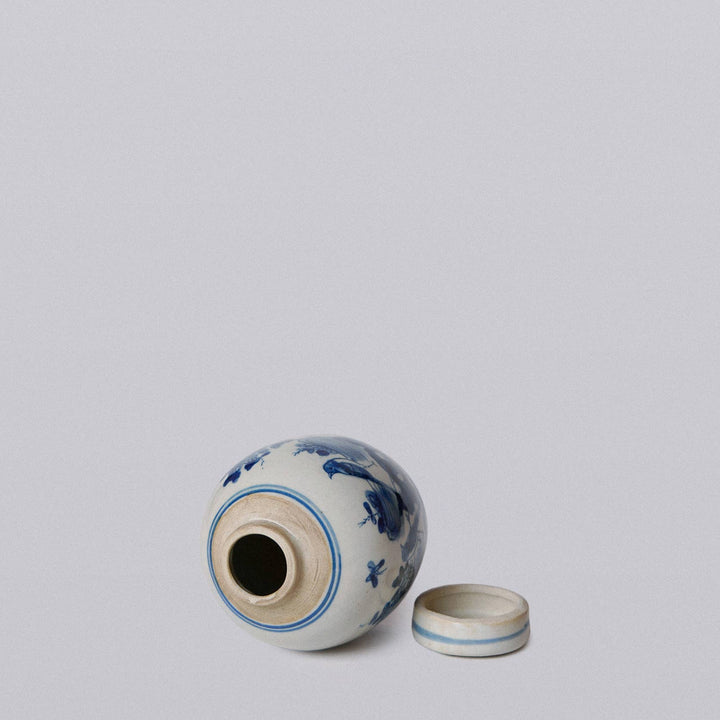 Blue and White Bird and Flower Jar, Mini