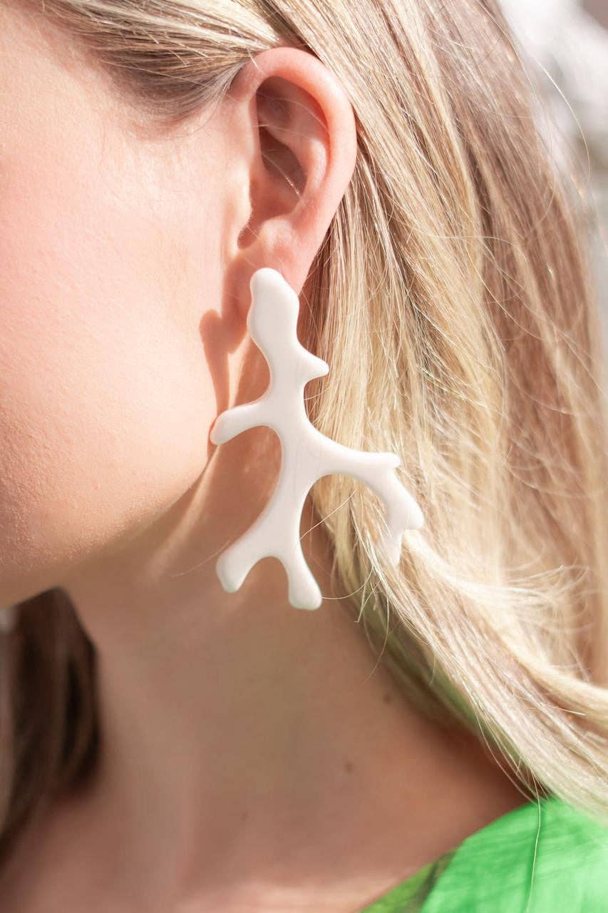 Acrylic Coral Earrings in White
