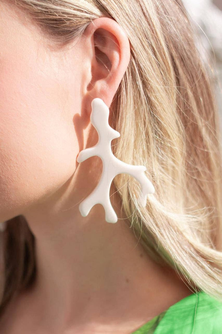 Acrylic Coral Earrings in White