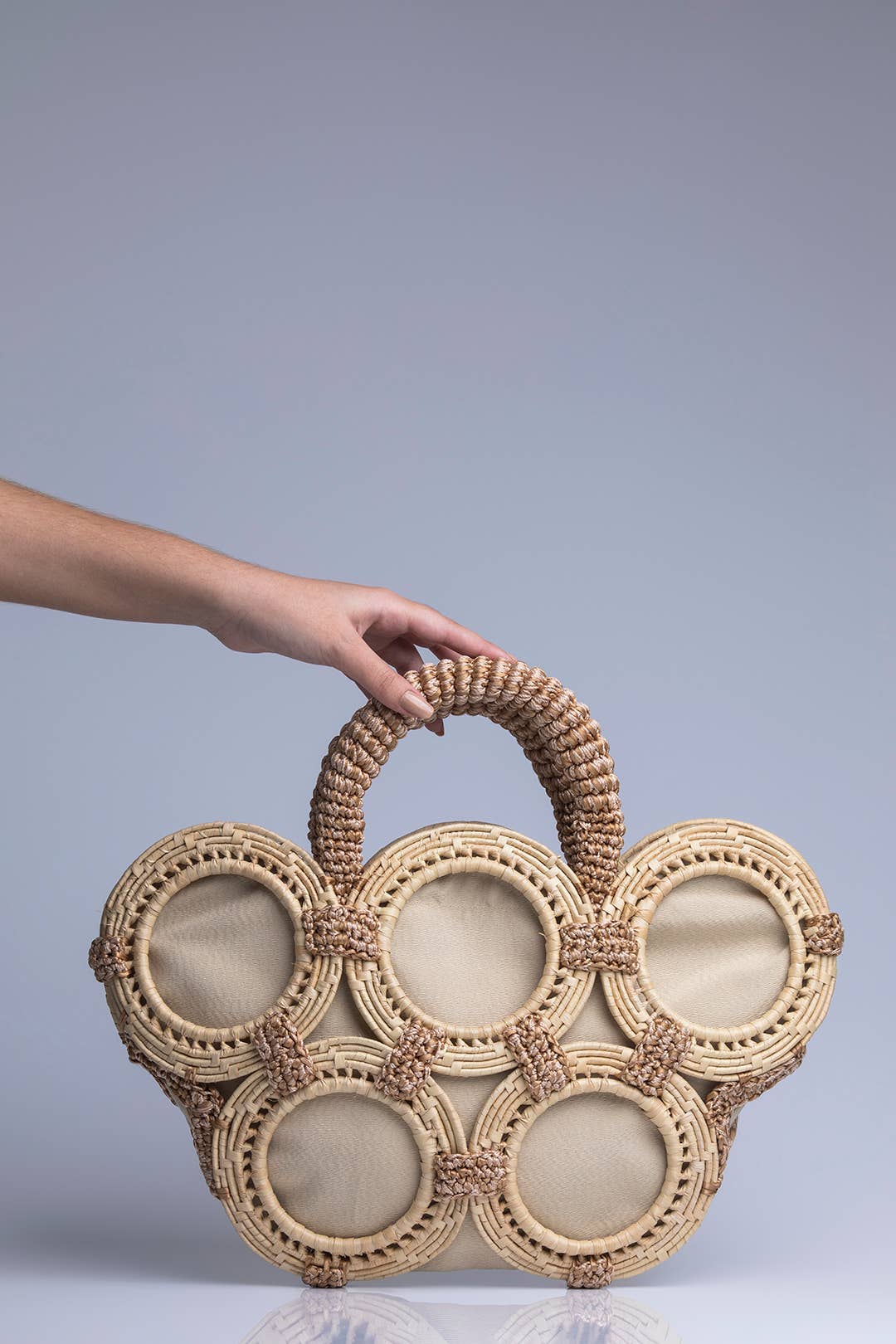 Rattan Circles Bag, Green