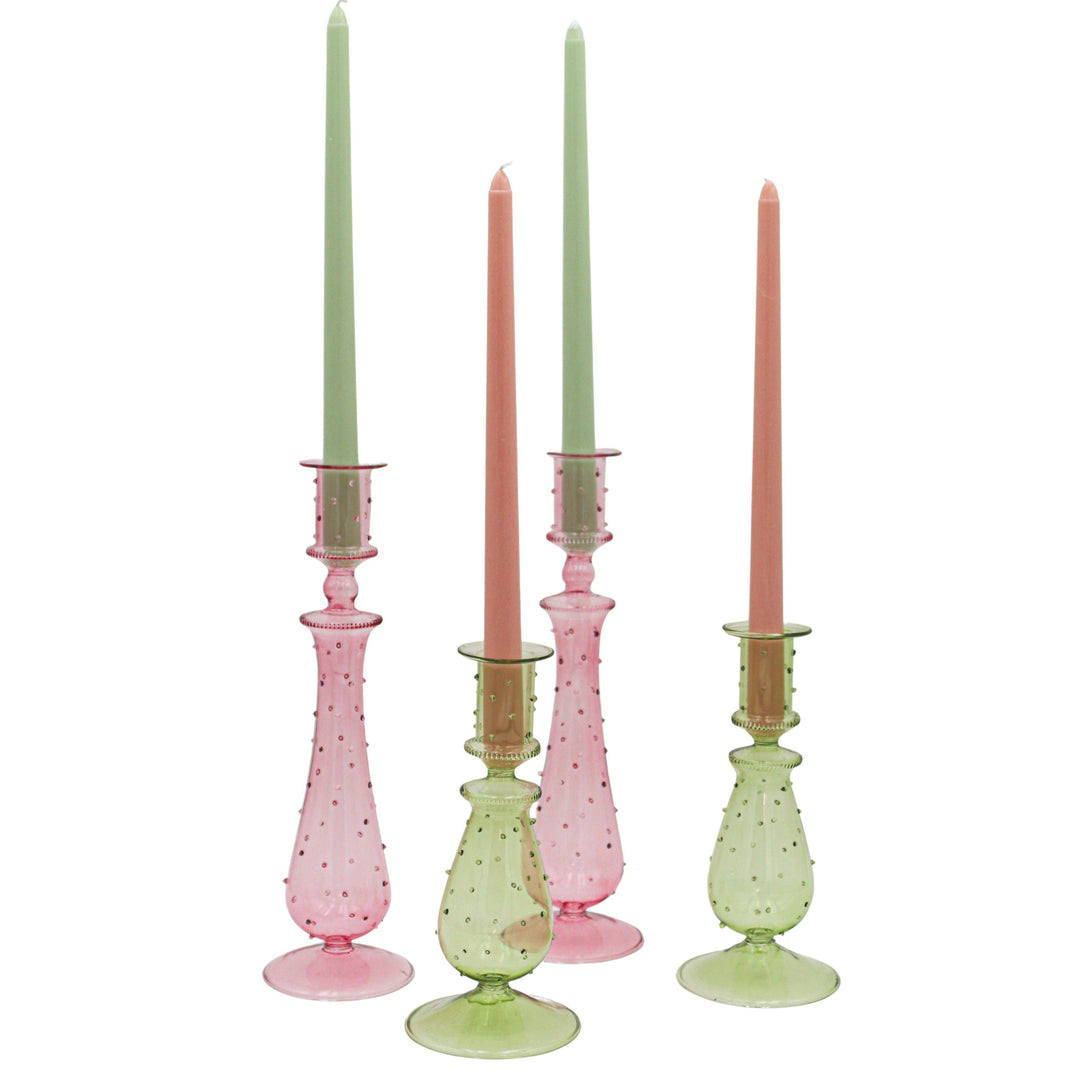 Pair of Dotty Candle Holders in Rose