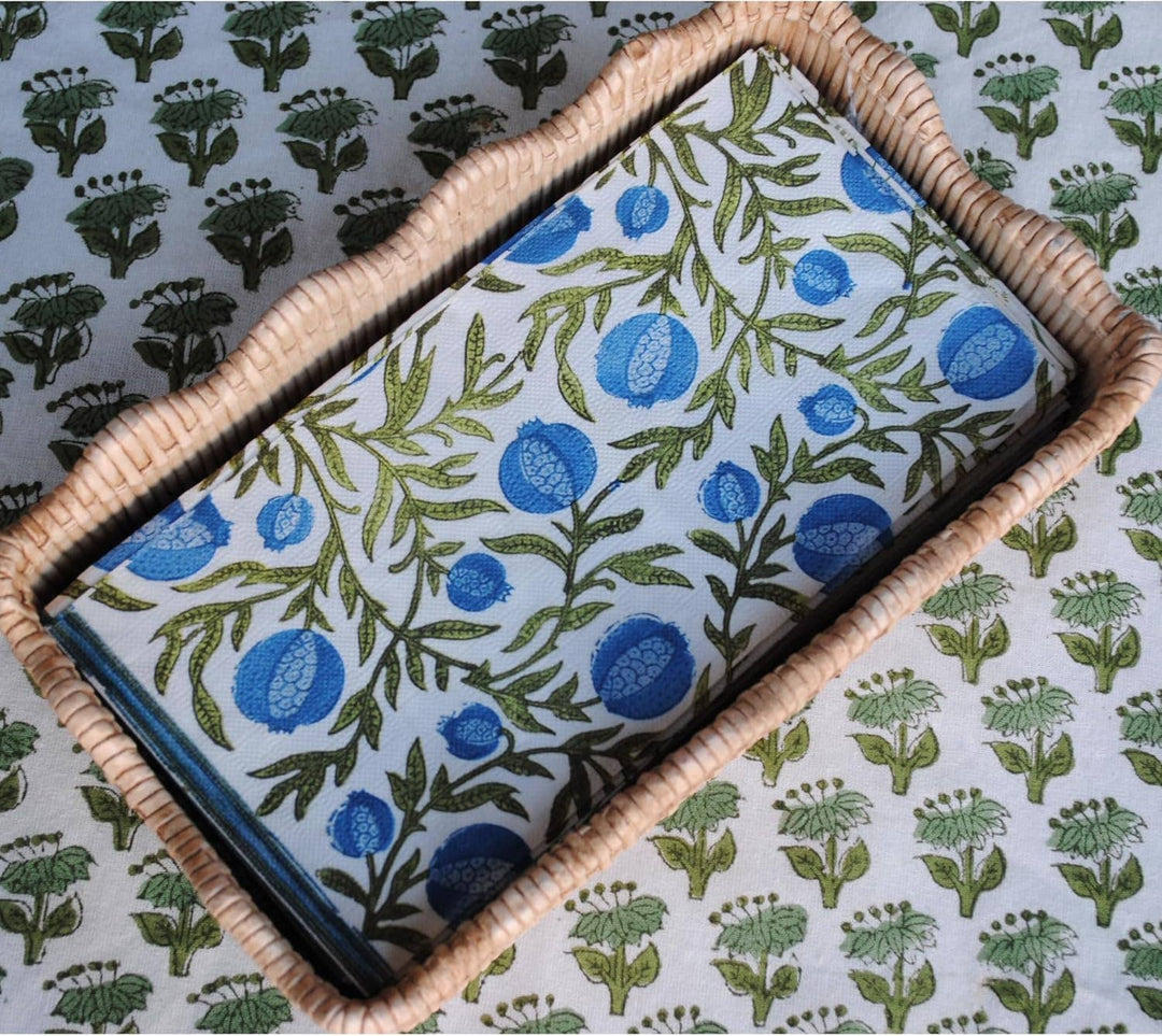 Block Print Guest Napkins in Blue