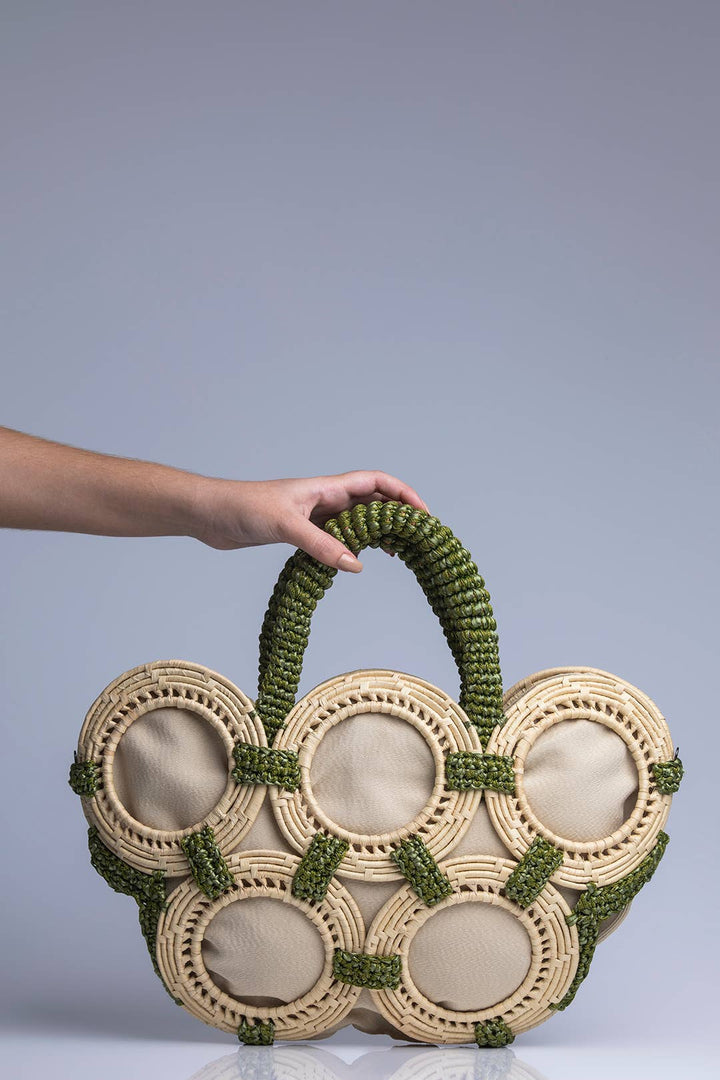Rattan Circles Bag, Green