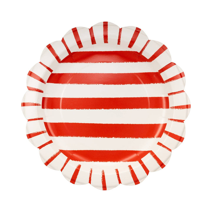 Striped Paper Plate in Red, 11"