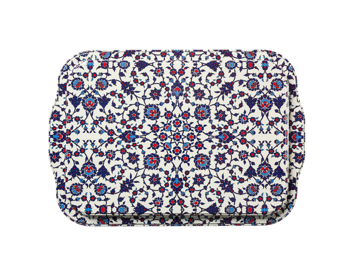 Moroccan Metal Tray in Blue and Red, Large