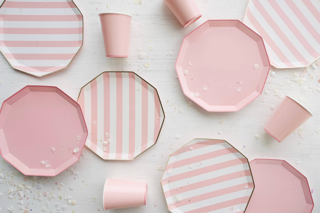 Cabana Stripe Plates in Petal Pink | Bonjour Fete