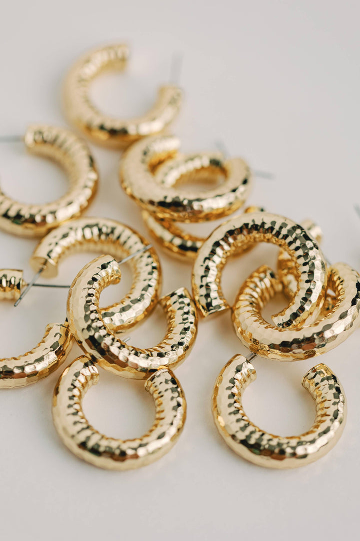 Hammered Gold Hoop Earrings