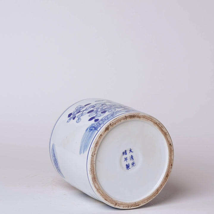 Blue and White Porcelain Bird and Flower Cachepot