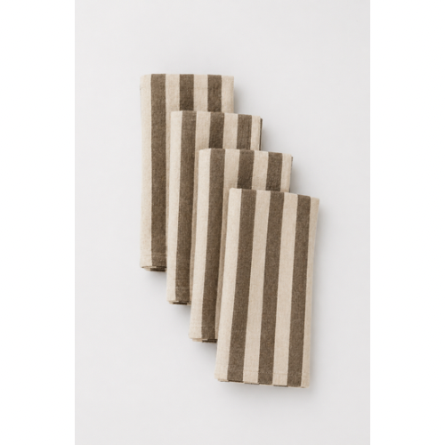 Dinner Napkins, S/4 Brown Stripe