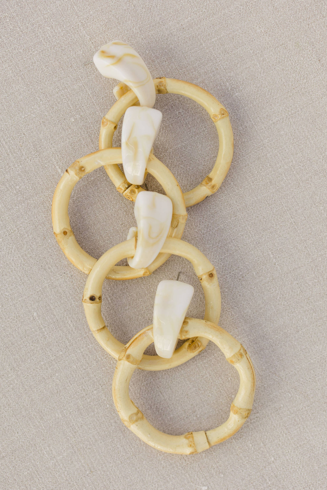 Bamboo Statement Drop Earrings, Light Brown