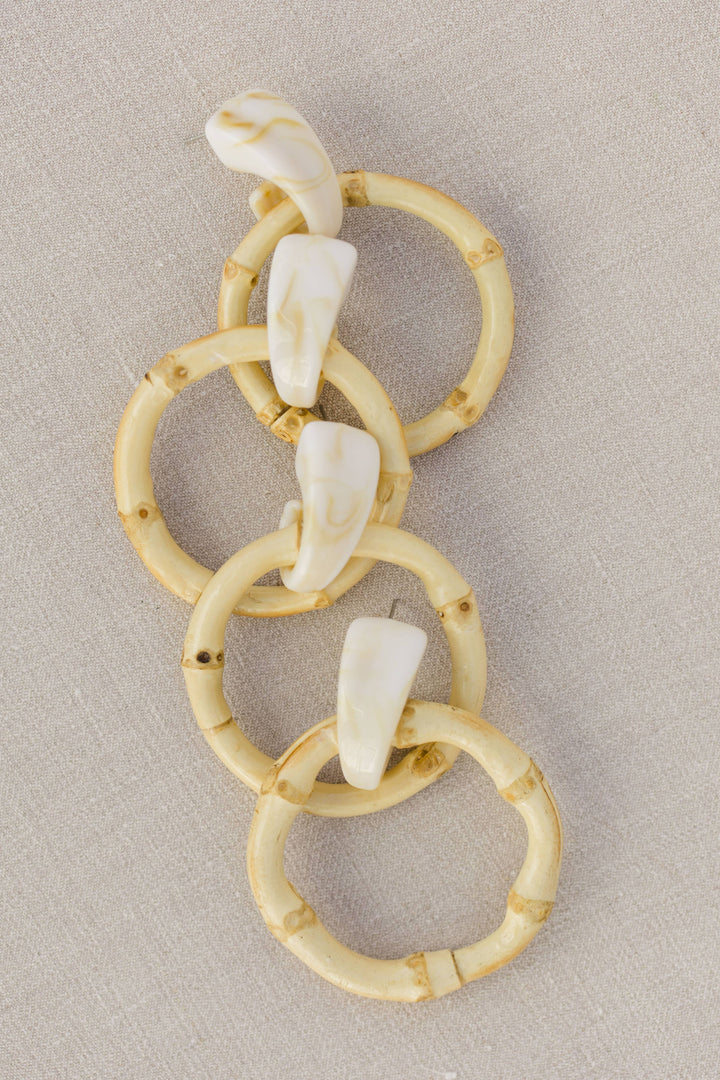 Bamboo Statement Drop Earrings, Light Brown