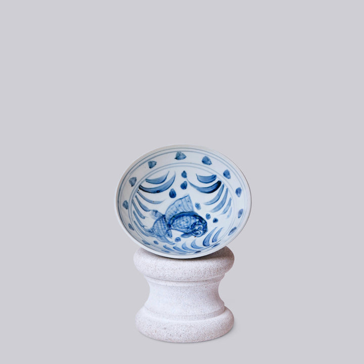 Blue and White Porcelain Auspicious Carp Dish