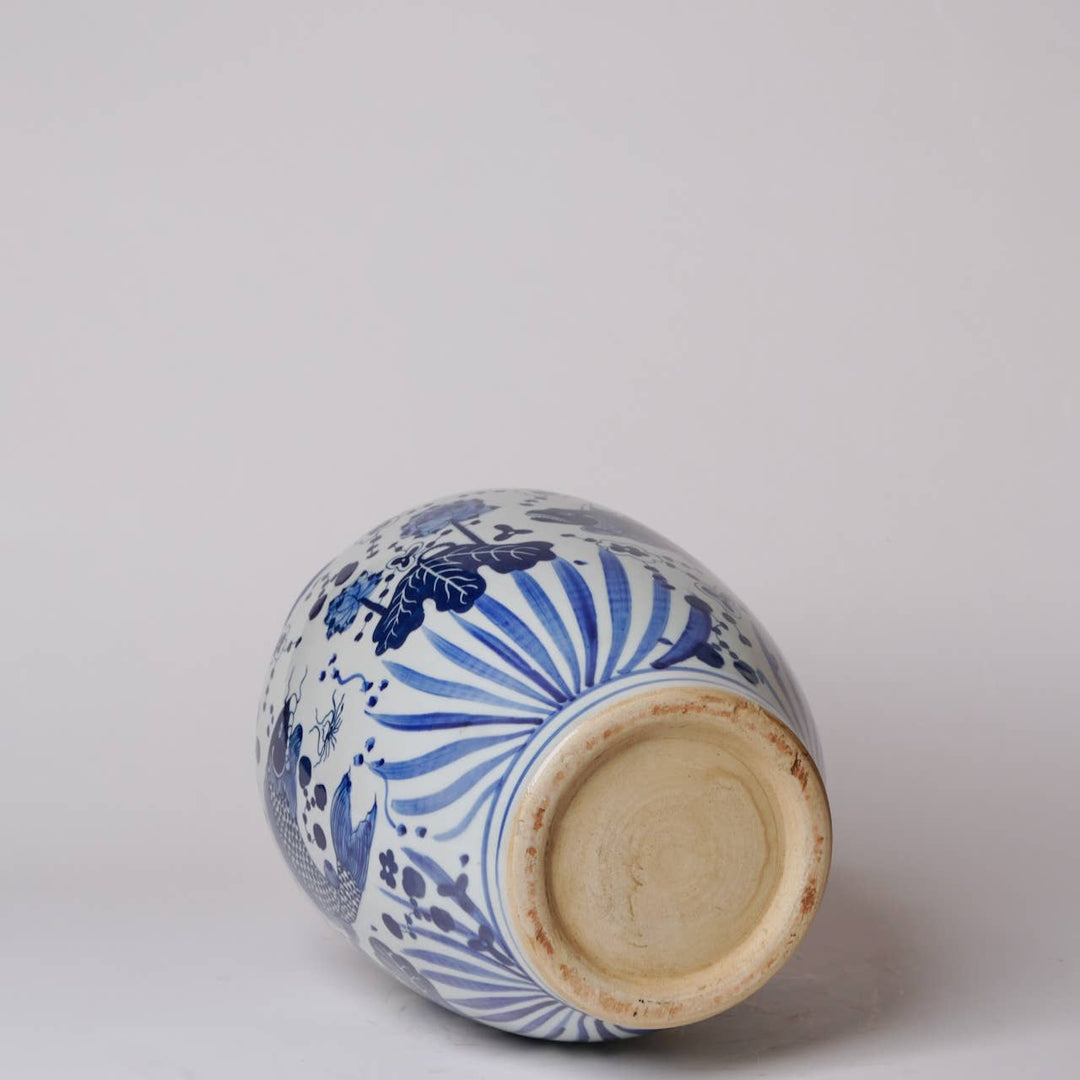 Blue and White Fish and Lotus Vase