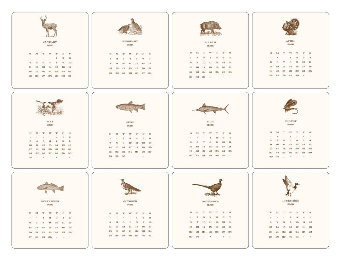 2026 Hunt Calendar with Easel| Maison de Papier