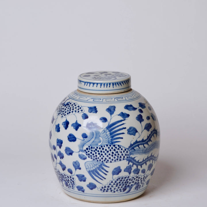 Blue & White Porcelain Phoenix Jar