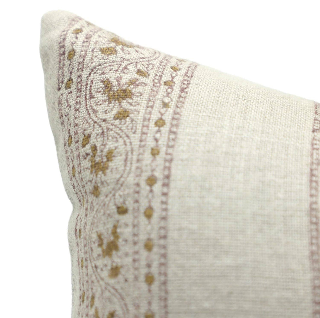 Block Print Stripe Linen Pillow, 24x24