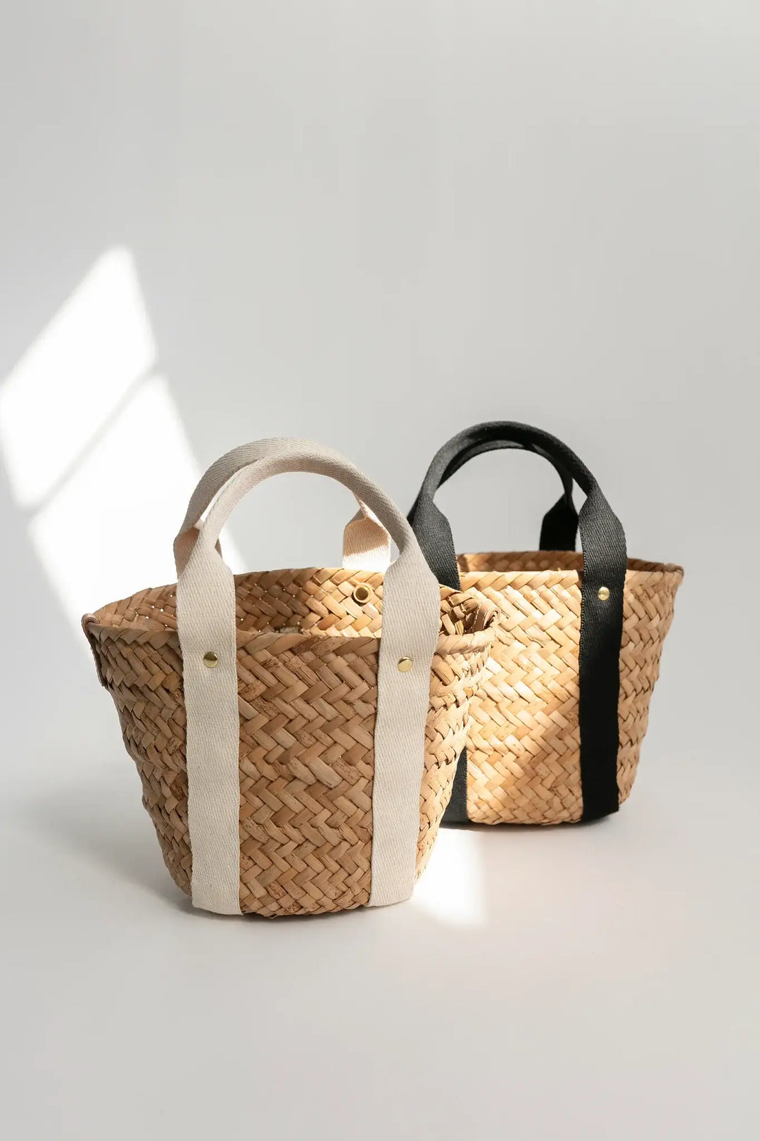 Mini Handmade Basket Bag with White Detail