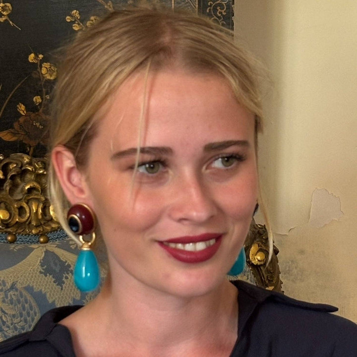 Tortoise and Turquoise Resin Earrings