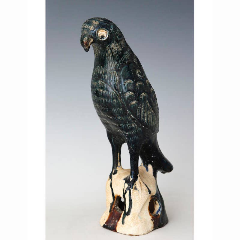 Glazed Ceramic Parrot, Blue