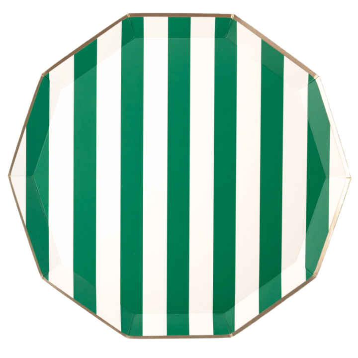 Cabana Stripe Plate in Emerald Green | Bonjour Fete