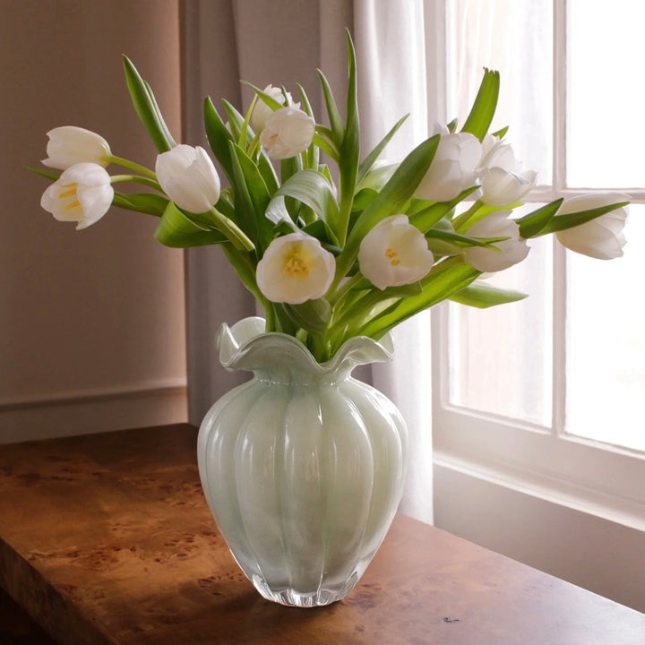 Vento Glass Vase in Pistachio, Small and Large