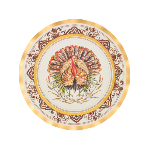 Turkey & Gourds Dinner Plates, S/8