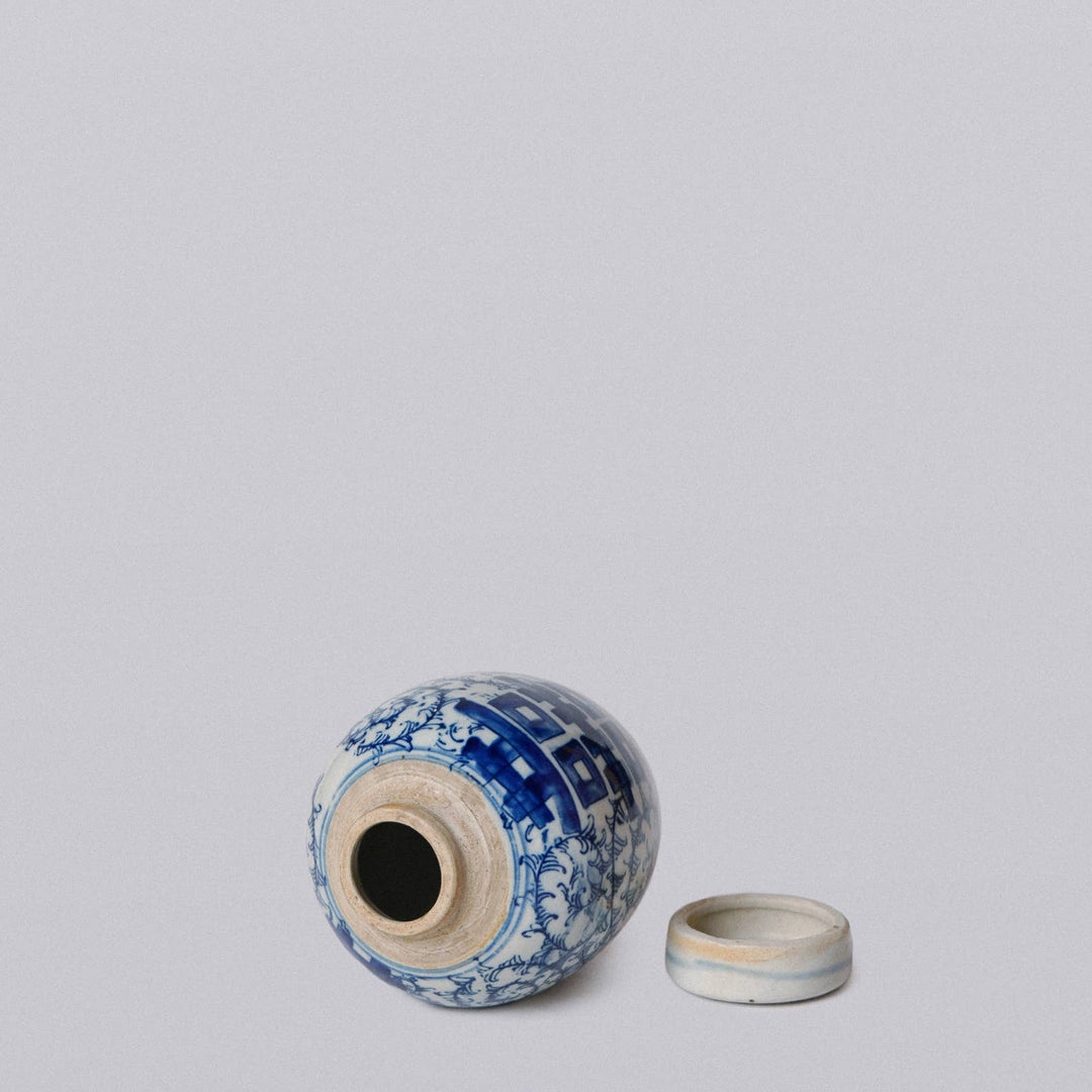 Blue and White Porcelain Mini Jar, Double Happiness