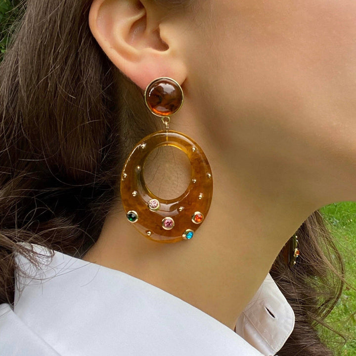 Studded Tortoise Hoop Earrings