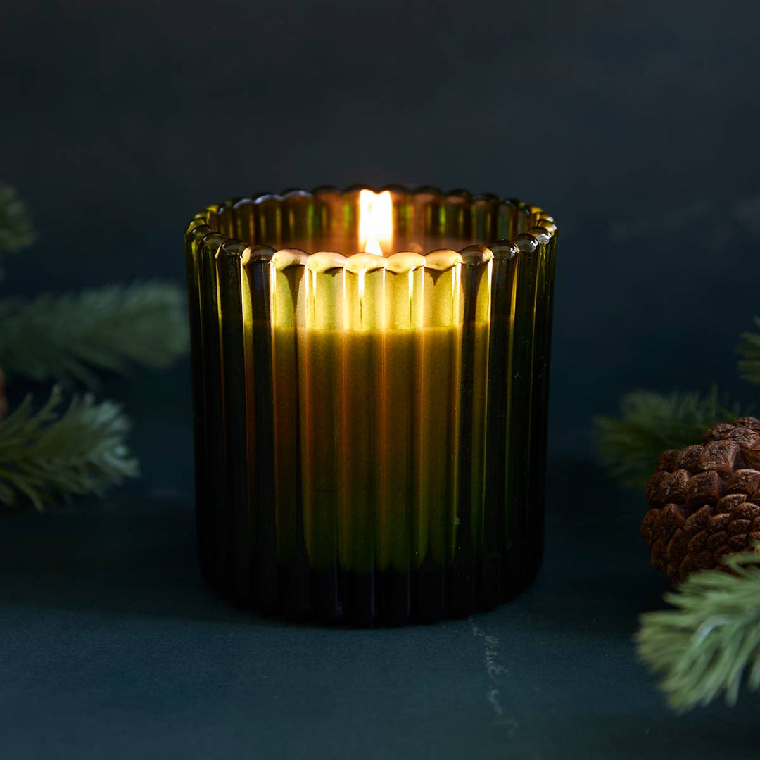 Balsam Fir & Cedar Candle in Green Glass