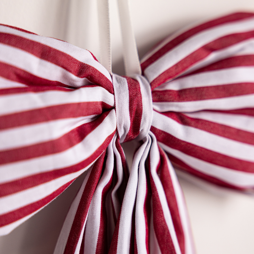 Striped Fabric Bow in Red, Two Sizes