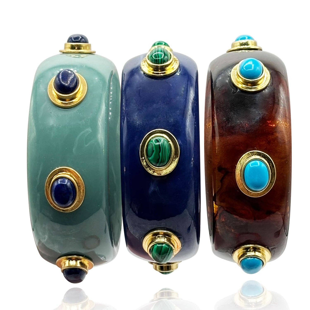 Bangle in Turquoise Resin and Lapis Stones