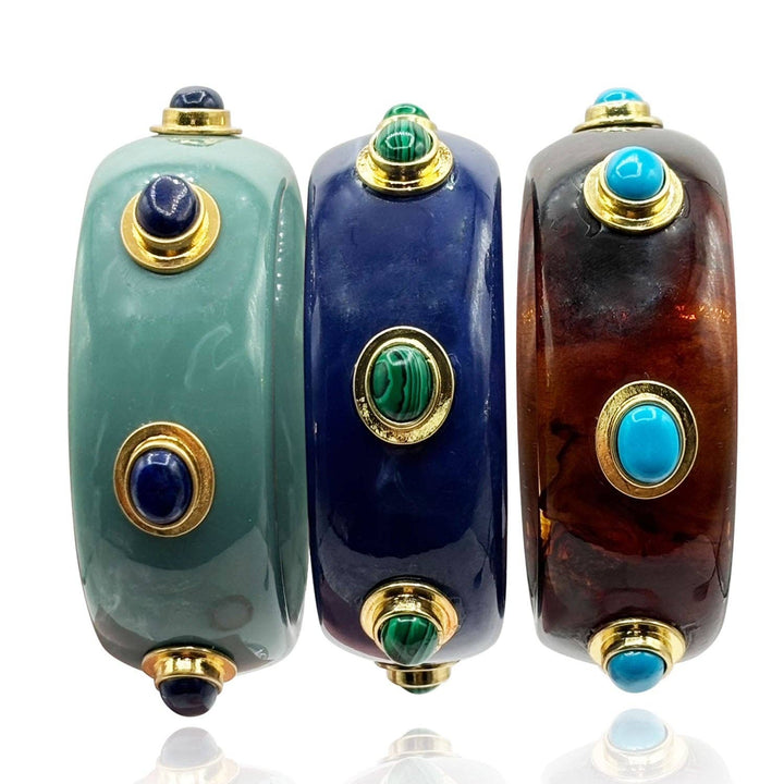 Bangle in Lapis Resin and Malachite Stones
