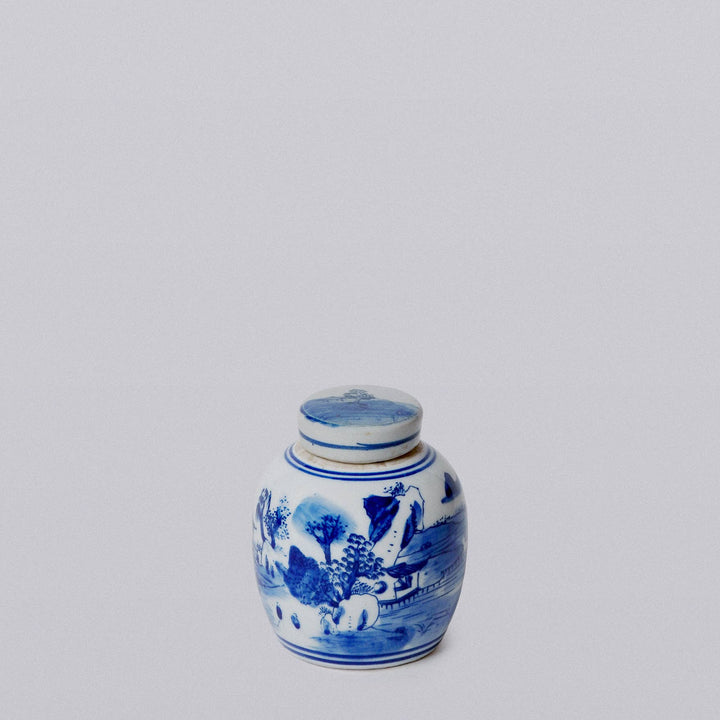 Blue and White Landscape Jar, Mini