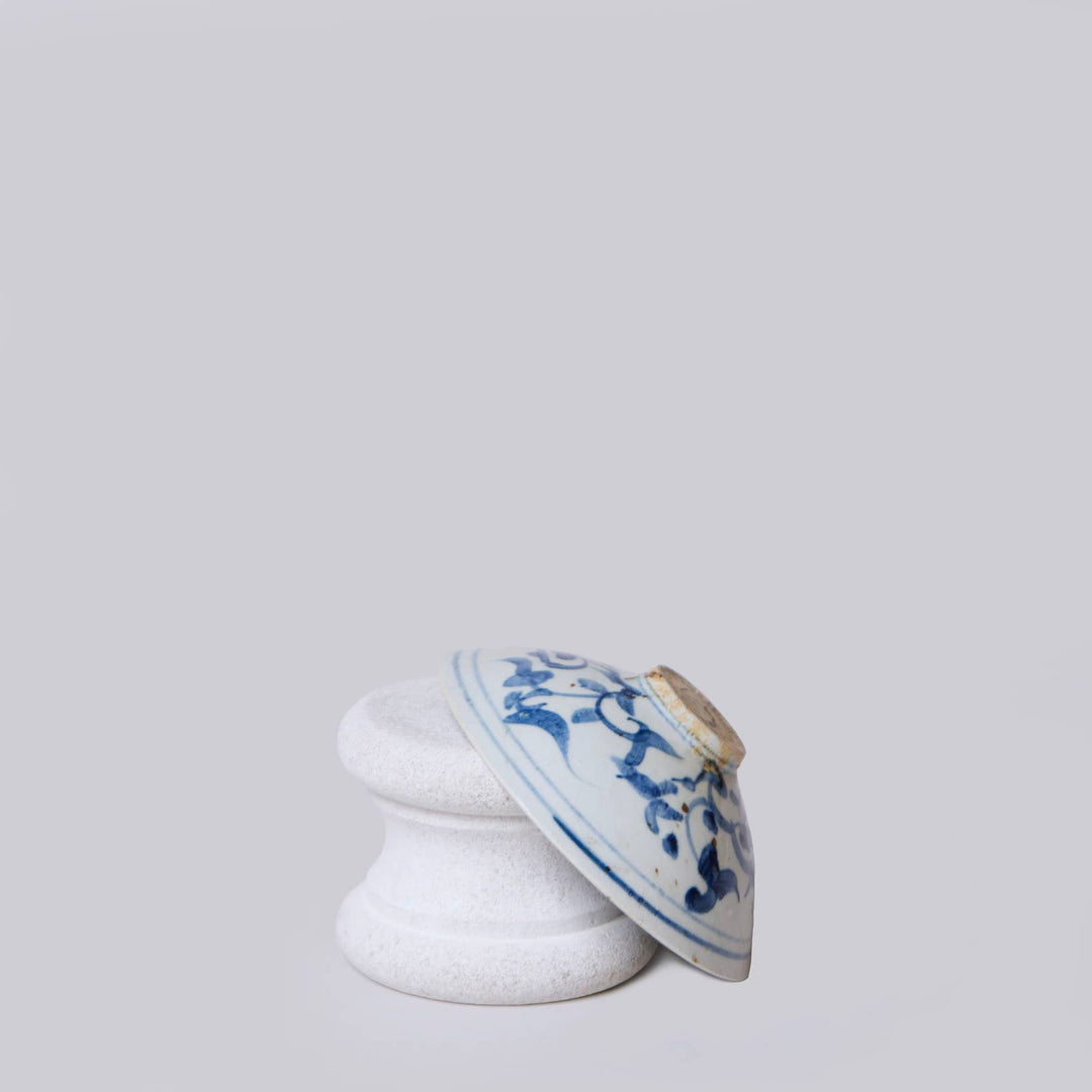 Blue and White Porcelain Floral Conical Bowl