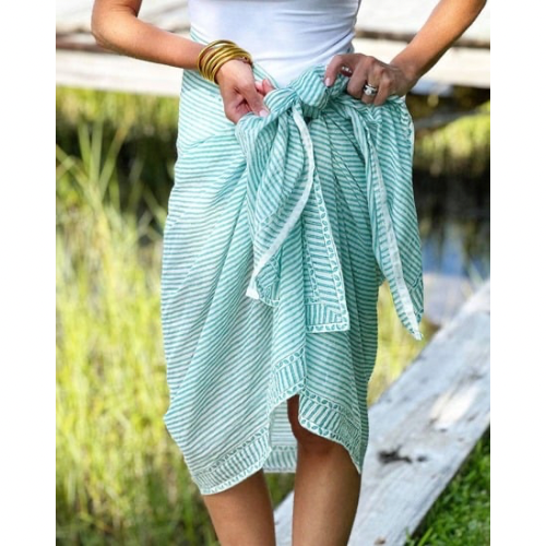Positano Stripe Pareo in Sea Green