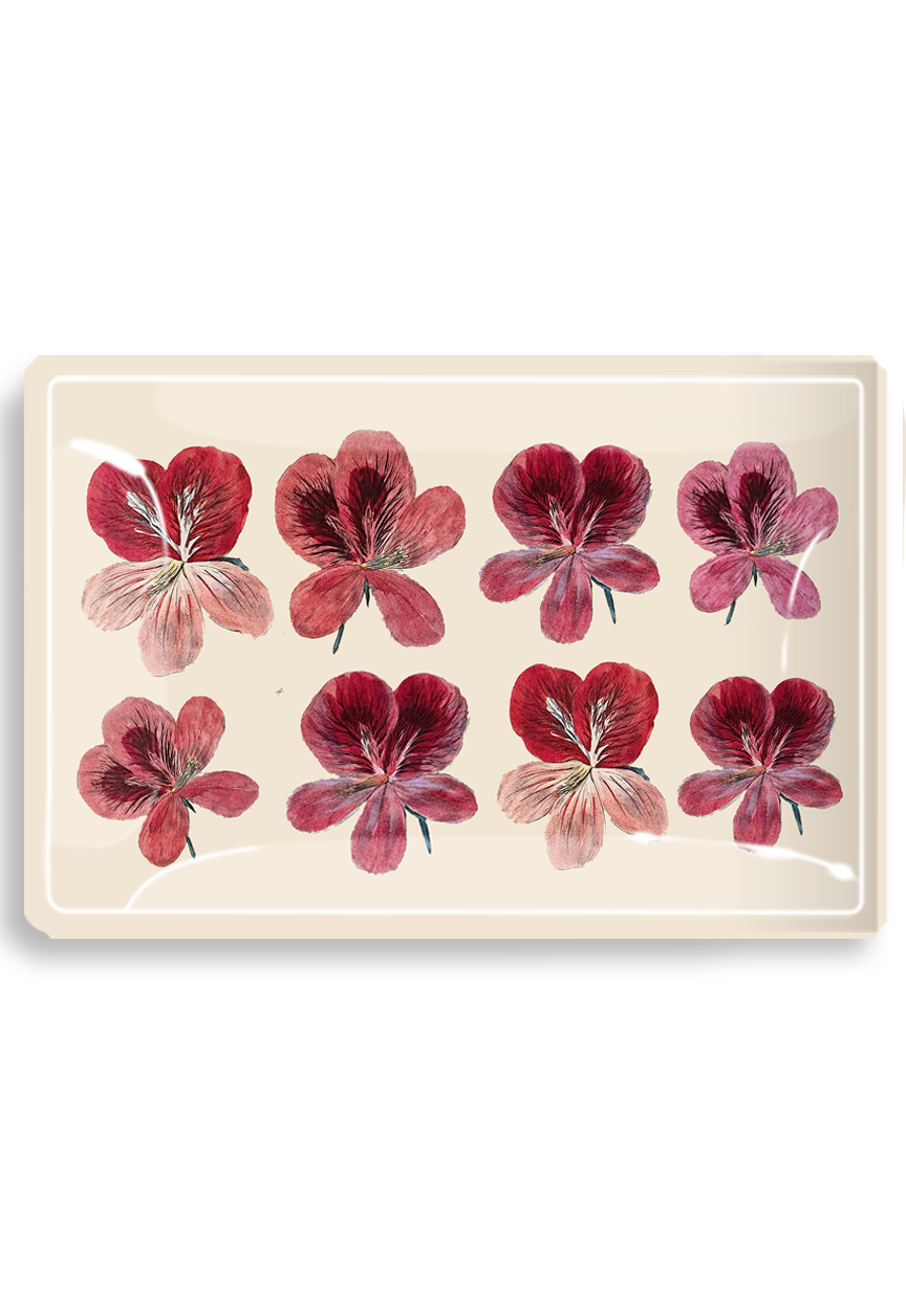 Pink Geranium Decoupage Glass Tray