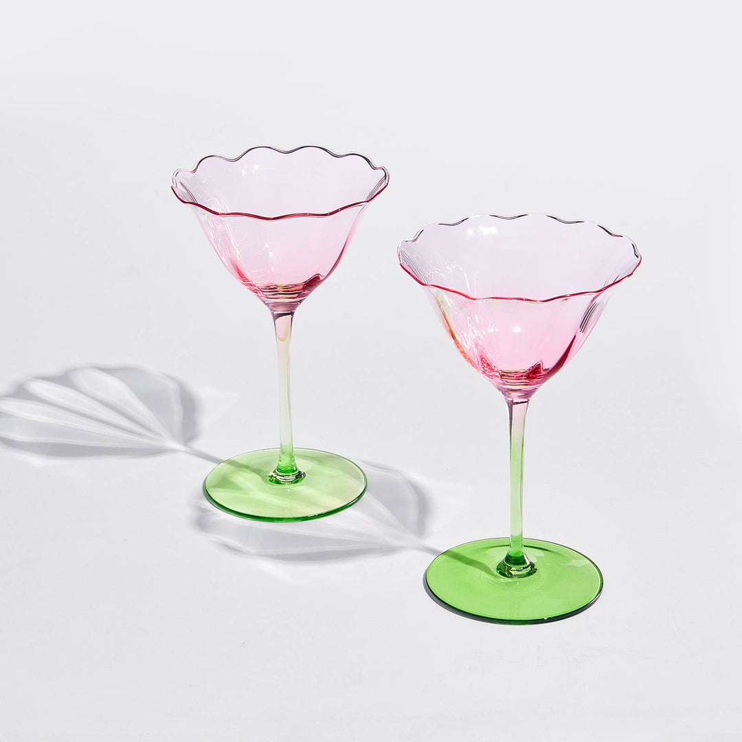 Tulip Shaped Champagne Coupes, Set of 2