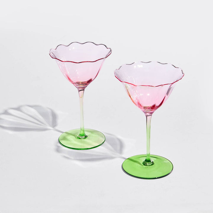 Tulip Shaped Champagne Coupes, Set of 2