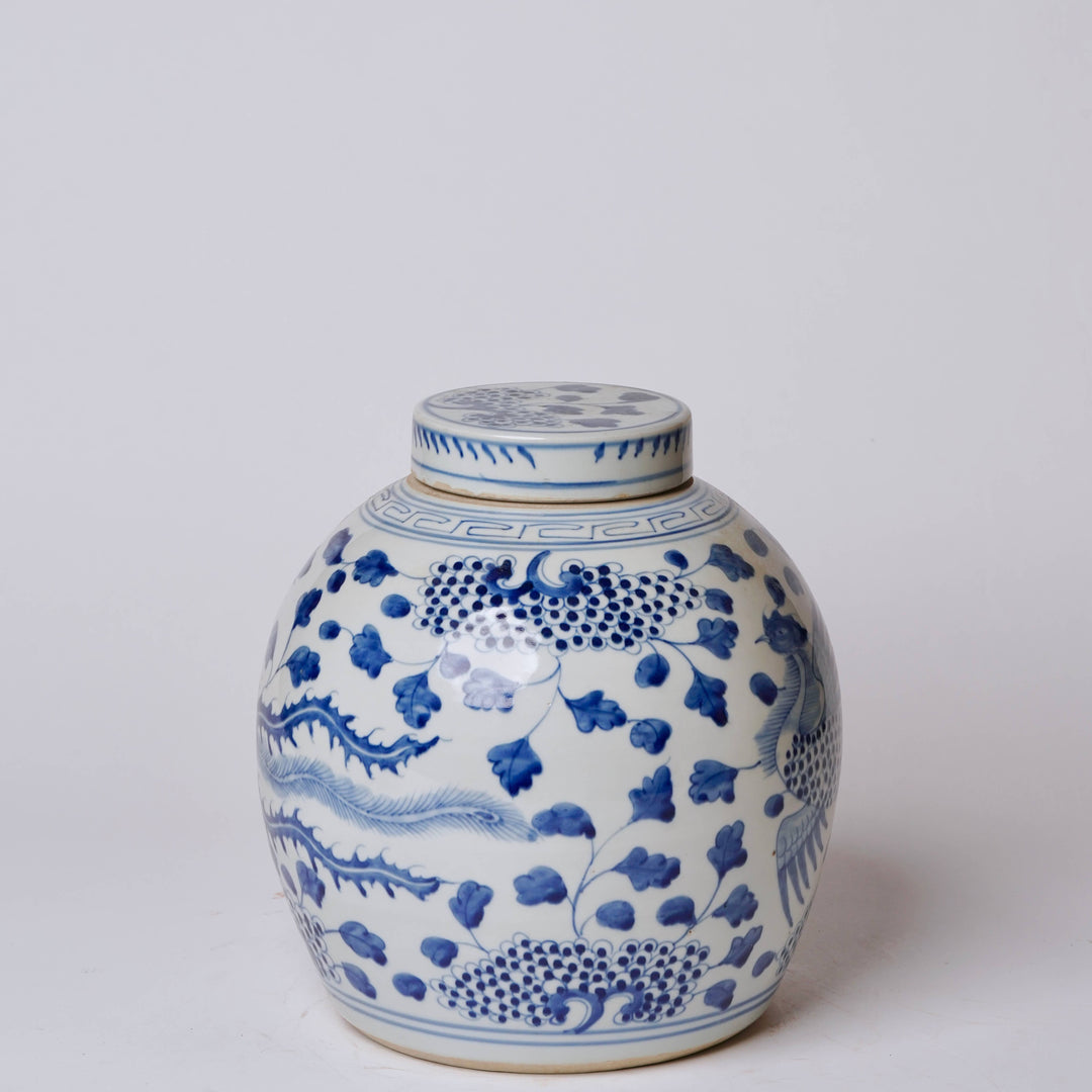 Blue & White Porcelain Phoenix Jar