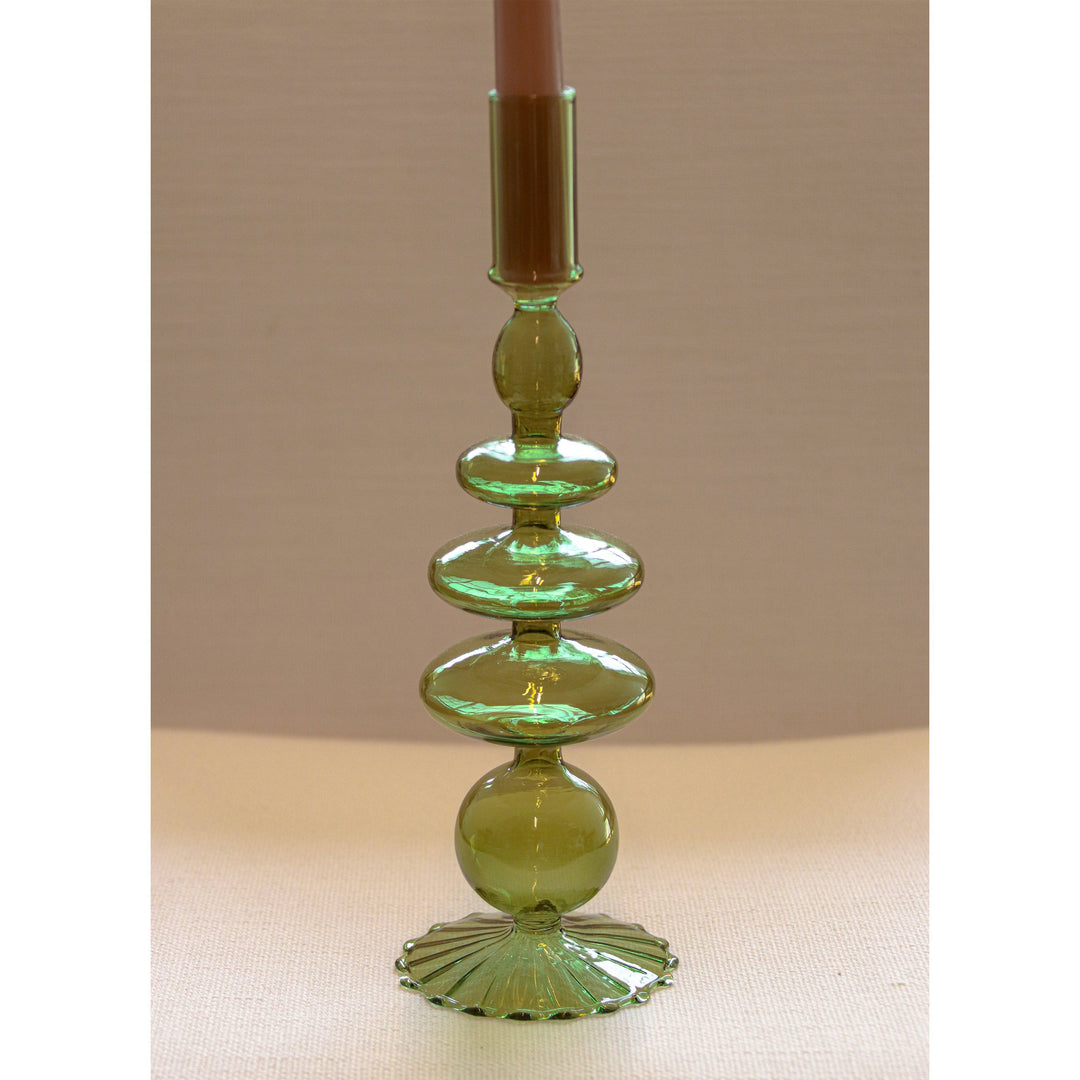 Pair of Candle Holders in Willow Green