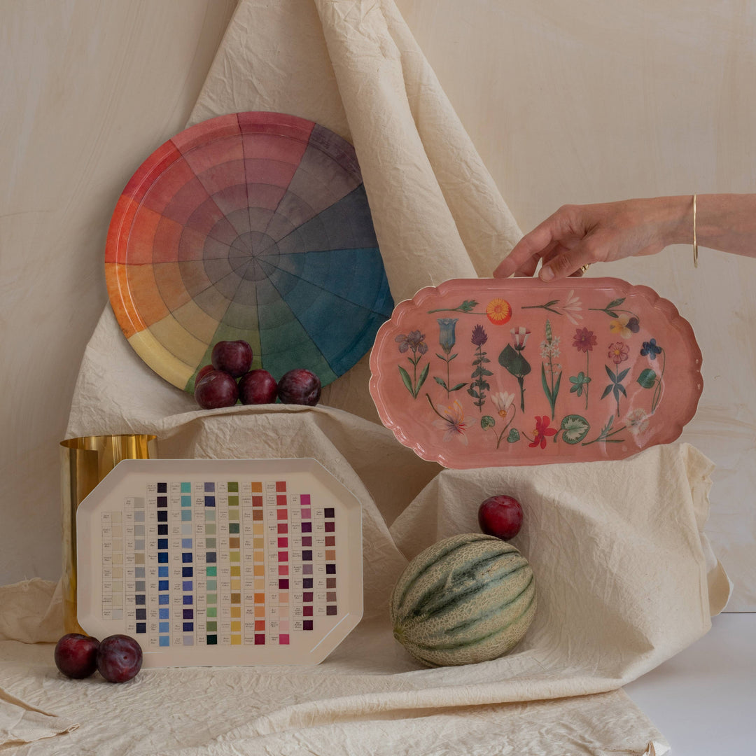 Festival of Flowers Scalloped Enamel Tray