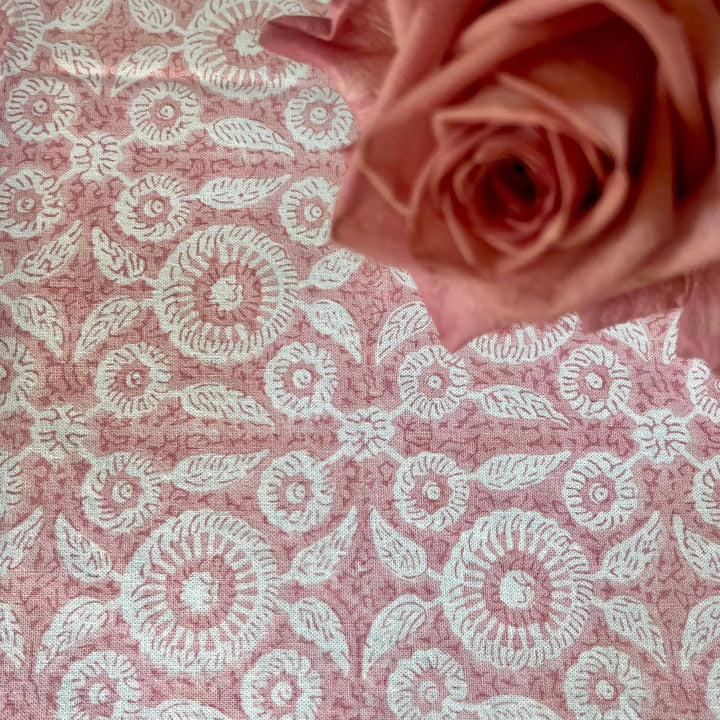 Feathered Tile Tablecloth in Dusty Rose
