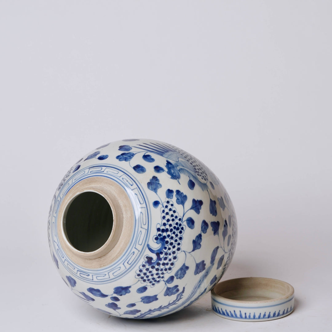 Blue & White Porcelain Phoenix Jar