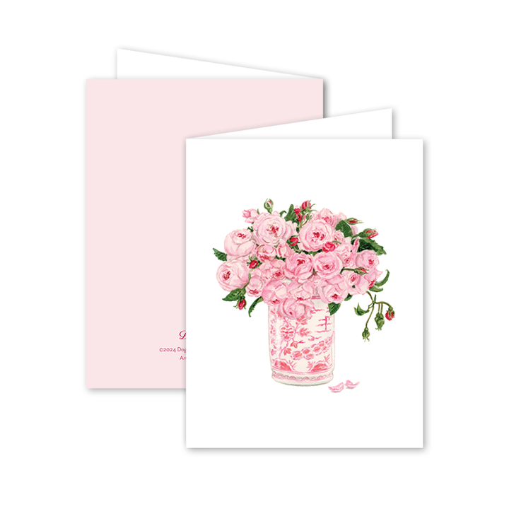 Pink Delight Floral Vase Greeting Card | Dogwood Hill