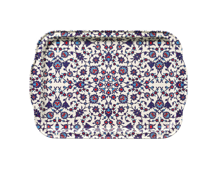 Moroccan Metal Tray in Blue and Red, Large