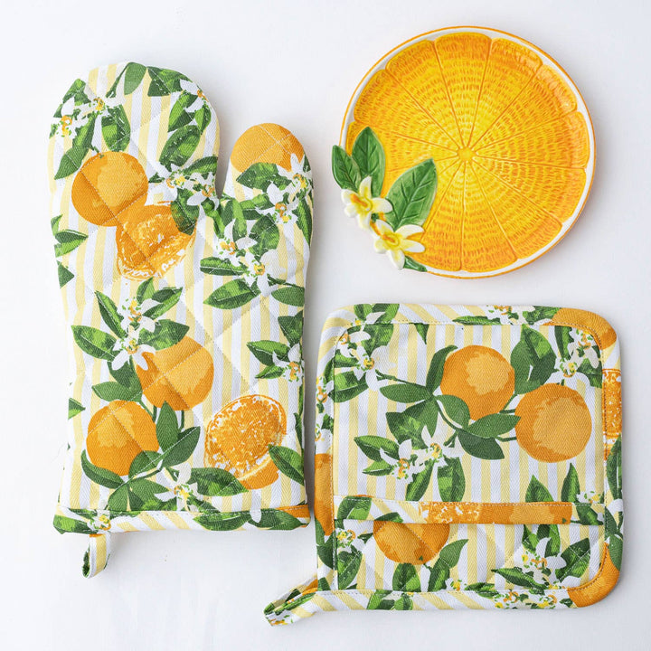 Orange Blossom Oven Mitt Set