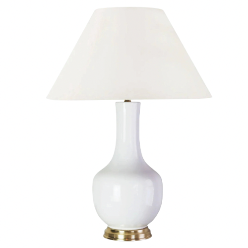 Georgia Table Lamp, White with Empire Lampshade