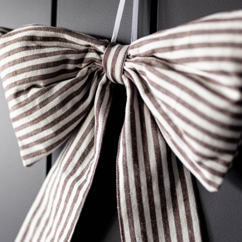 Fabric Bow in Striped Brown